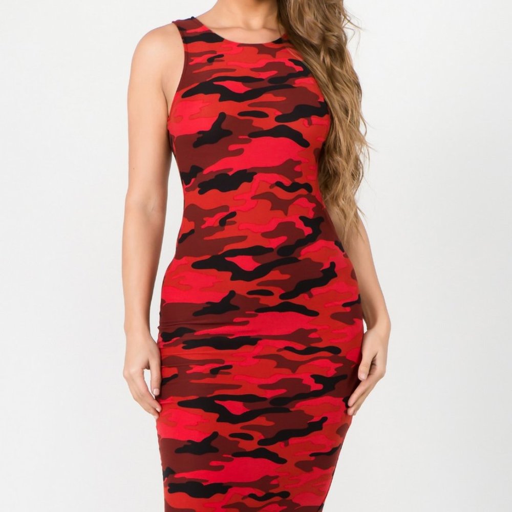 Camouflage Midi Bodycon Dress ID: 2432